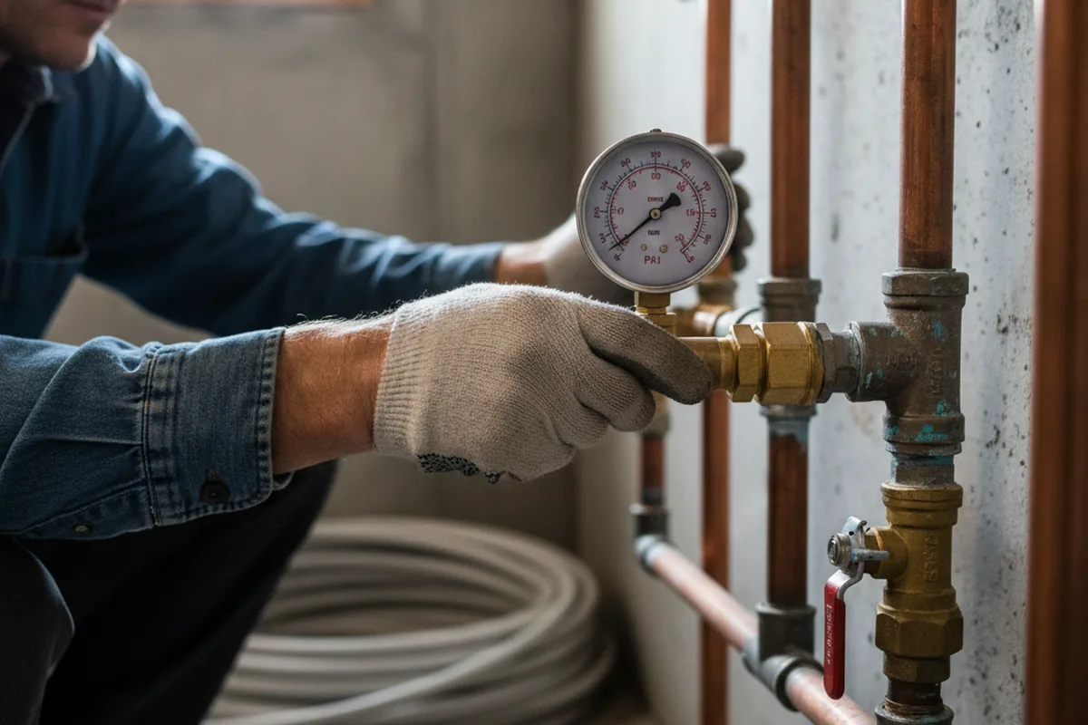 Pressure testing a repaired line during Water Line Repair in Tahoe City